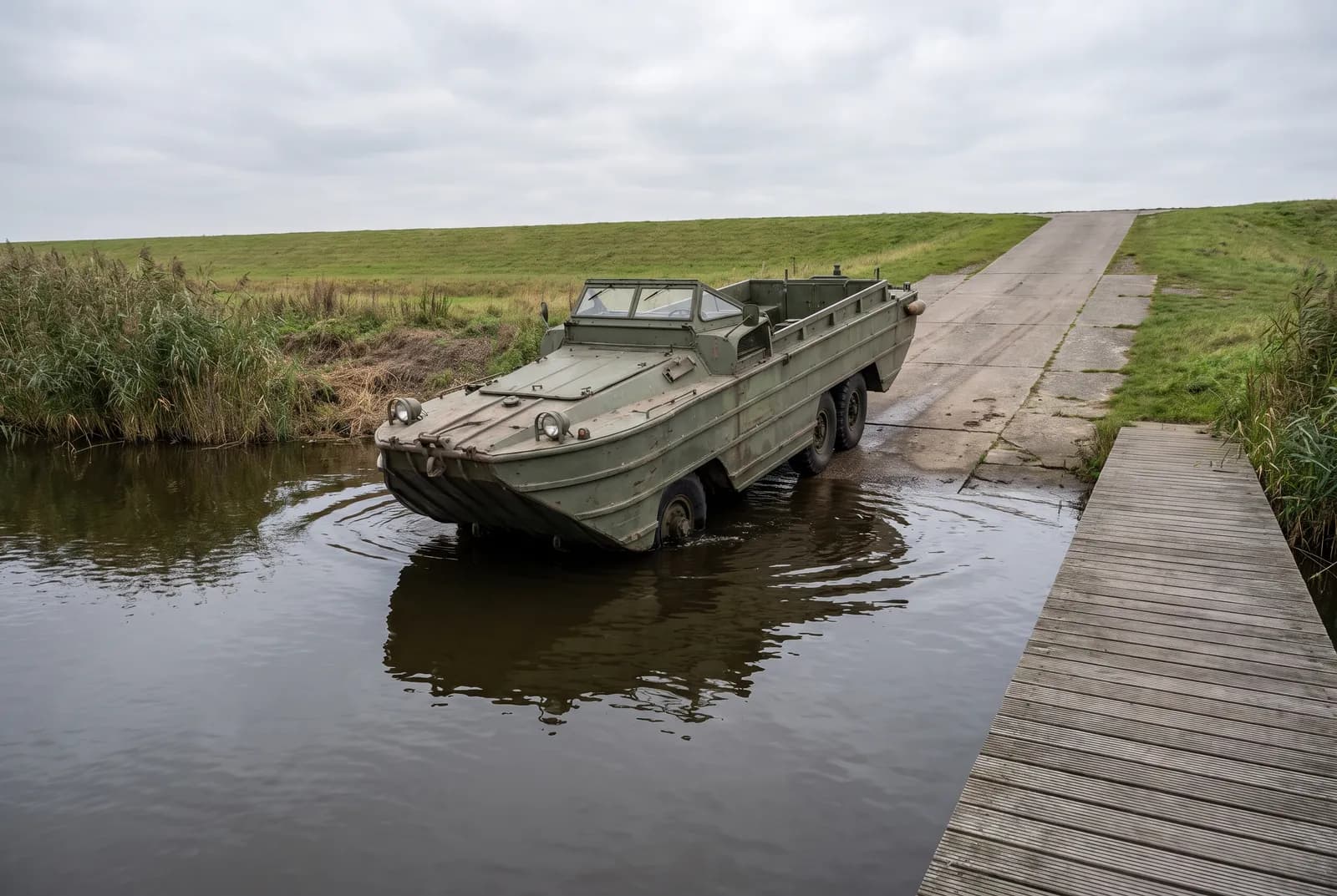 Amfibievoertuig Houdt hij het water buiten?